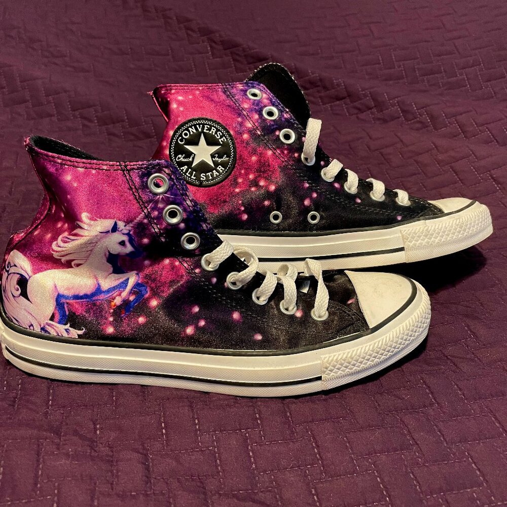 Unicorn Satin High Top Converse, m7/w9